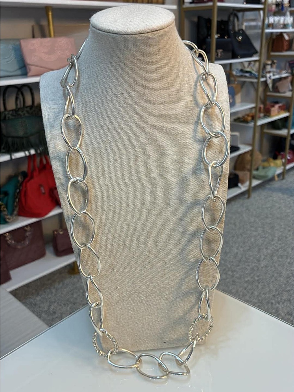 George Silver Tone Link Statement Necklace - Women Jewelry